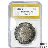1880-O Morgan Silver Dollar PGA MS62 PL Micro O