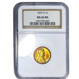 1957-D Wheat Cent NGC MS66 RD