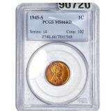1945-S Wheat Cent PCGS MS66 RD