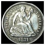 1871 Silver Half Dime CLOSELY UNCIRCULATED