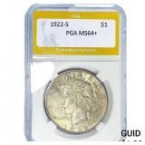 1922-S Silver Peace Dollar PGA MS64+