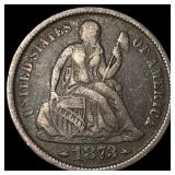 1873-S Silver Seated Liberty Dime NEARLY UNCIRCULA