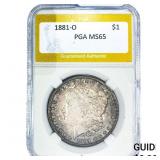 1881-O Morgan Silver Dollar PGA MS65