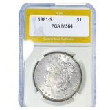 1881-S Morgan Silver Dollar PGA MS64