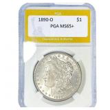 1890-O Morgan Silver Dollar PGA MS65+