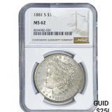 1881-S Morgan Silver Dollar NGC MS62