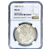 1882-CC Morgan Silver Dollar NGC MS62