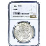 1884-CC Morgan Silver Dollar NGC MS62