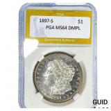 1897-S Morgan Silver Dollar PGA MS64 DMPL