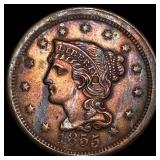 1855 Braided Hair Large Cent CLOSELY UNCIRCULATED