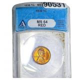 1930 Wheat Cent ANACS MS64 Red
