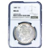 1887 Mercury Silver Dollar NGC MS65