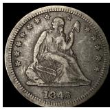 1845 Silver Seated Liberty Quarter NEARLY UNCIRCUL