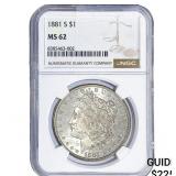1881-S Morgan Silver Dollar NGC MS62