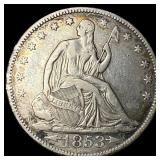 1853 Arrows/Rays Seated Liberty Half Dollar  NEAR