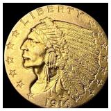 1914 Indian Head Gold $2.5 Quarter Eagle  CLOSELY