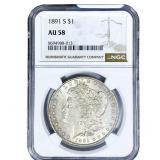 1891-S Morgan Silver Dollar NGC AU58