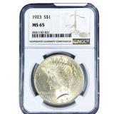 1923 Silver Peace Dollar NGC MS65