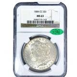 1884-CC CAC Morgan Silver Dollar NGC MS63