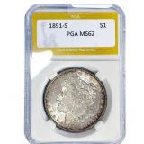 1891-S Morgan Silver Dollar PGA MS62