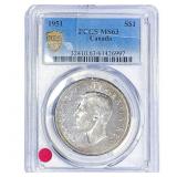 1951 Sliver $1 Canada PCGS MS63