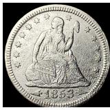 1853 Arrows/Rays Seated Liberty Quarter  CLOSELY