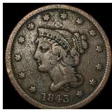 1843 Braided Hair Large Cent LIGHTLY CIRCULATED