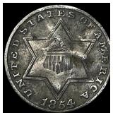 1854 Silver Three-Cent Piece NICELY CIRCULATED