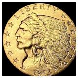 1913 Indian Head Gold $2.50 Quarter Eagle  UNCIRC