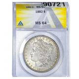 1882 Morgan Silver Dollar ANACS MS64