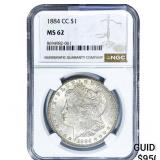 1884-CC Morgan Silver Dollar NGC MS62