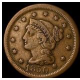 1850 Braided Hair Large Cent LIGHTLY CIRCULATED