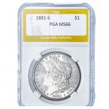 1881-S Morgan Silver Dollar PGA MS66