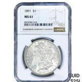 1891 Morgan Silver Dollar NGC MS61