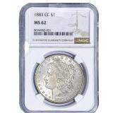 1883-CC Morgan Silver Dollar NGC MS62