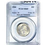 1944 Washington Silver Quarter PCGS MS65