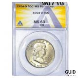 1954-D Franklin Half Dollar ANACS MS63 FBL