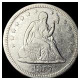 1857-O Silver Seated Liberty Quarter NEARLY UNCIRC