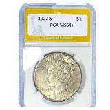 1922-S Silver Peace Dollar PGA MS64+