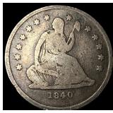 1840-O Silver Seated Liberty Quarter NICELY CIRCUL