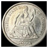 1877-CC Silver Seated Liberty Dime CLOSELY UNCIRCU