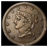 1857 Braided Hair Half Cent CLOSELY UNCIRCULATED