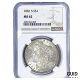 1881-S Morgan Silver Dollar NGC MS62