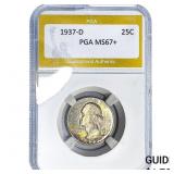1937-D Washington Silver Quarter PGA MS67+