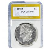 1878-S Morgan Silver Dollar PGA MS64+ PL