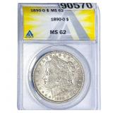 1890-O Morgan Silver Dollar ANACS MS62