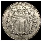 1869 Shield Nickel NEARLY UNCIRCULATED