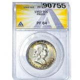 1953 Franklin Half Dollar ANACS PF64