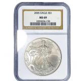 2005 Silver Eagle NGC MS69