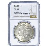 1891-S Morgan Silver Dollar NGC AU58